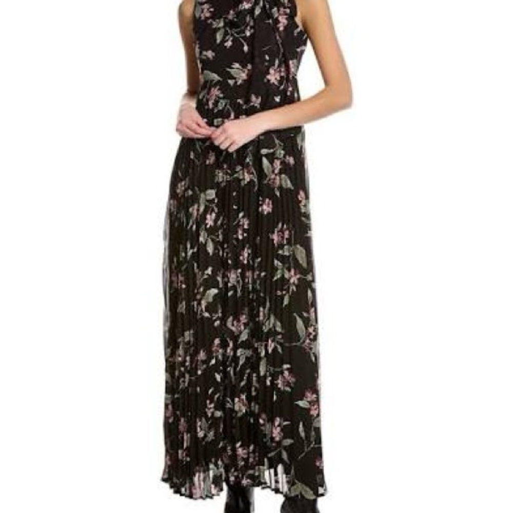 Gracia Front Tie Bodice Maxi Dress In Black
